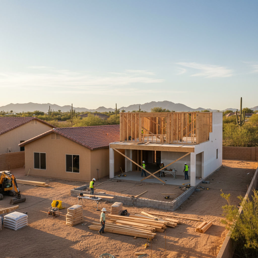 Phoenix home addition cost breakdown showing different room types and square footage pricing