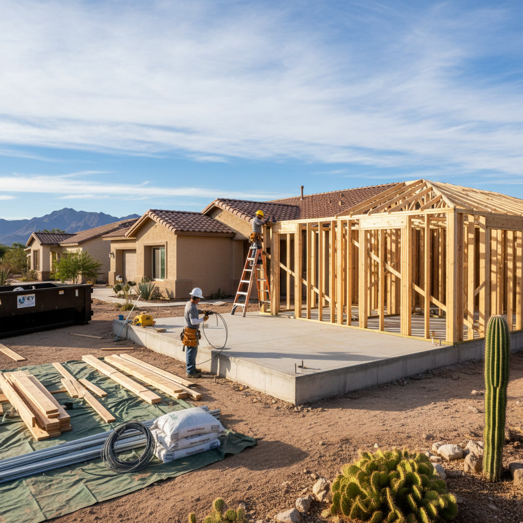 Finished sunroom home addition in Phoenix with large windows and modern design