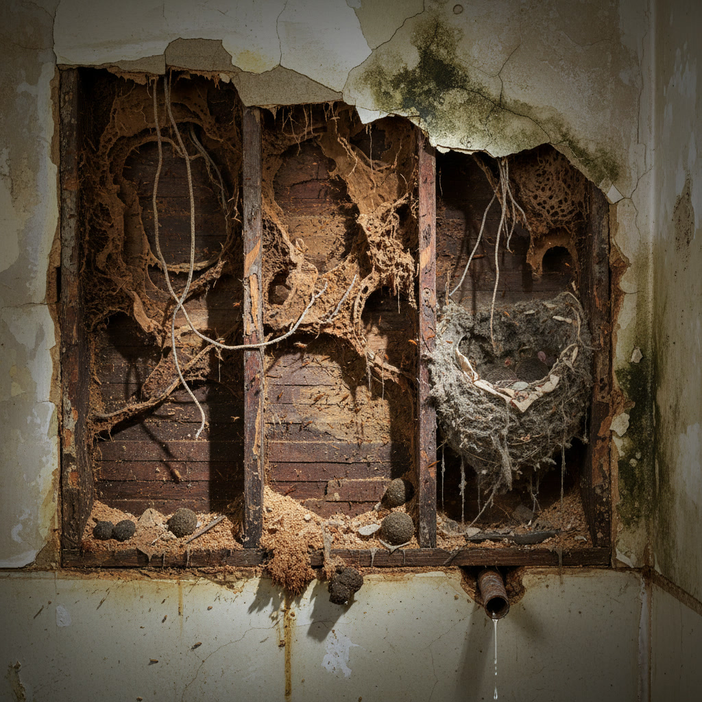 Termite damage and pest infestation signs in Arizona home structures
