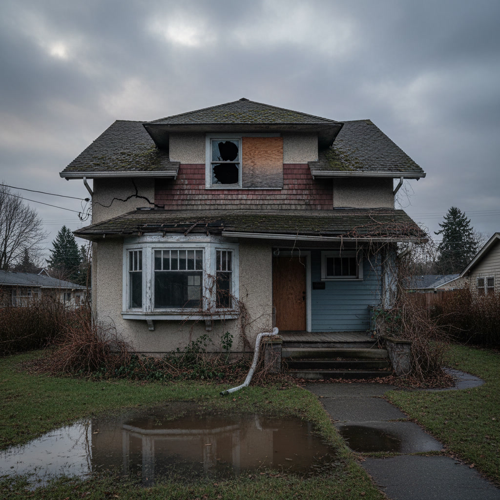 Professional home inspection revealing major repair needs and structural damage