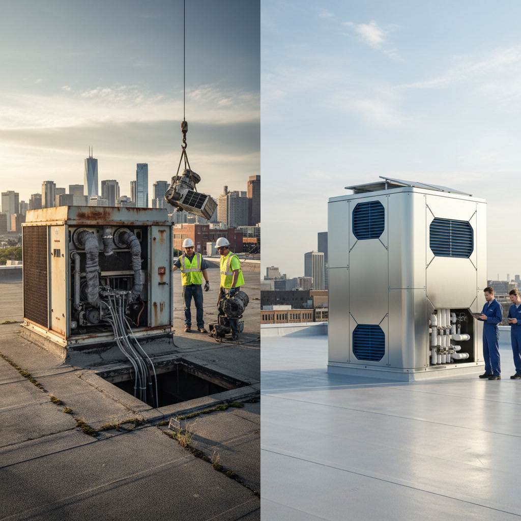 Modern energy-efficient HVAC system installed in commercial property